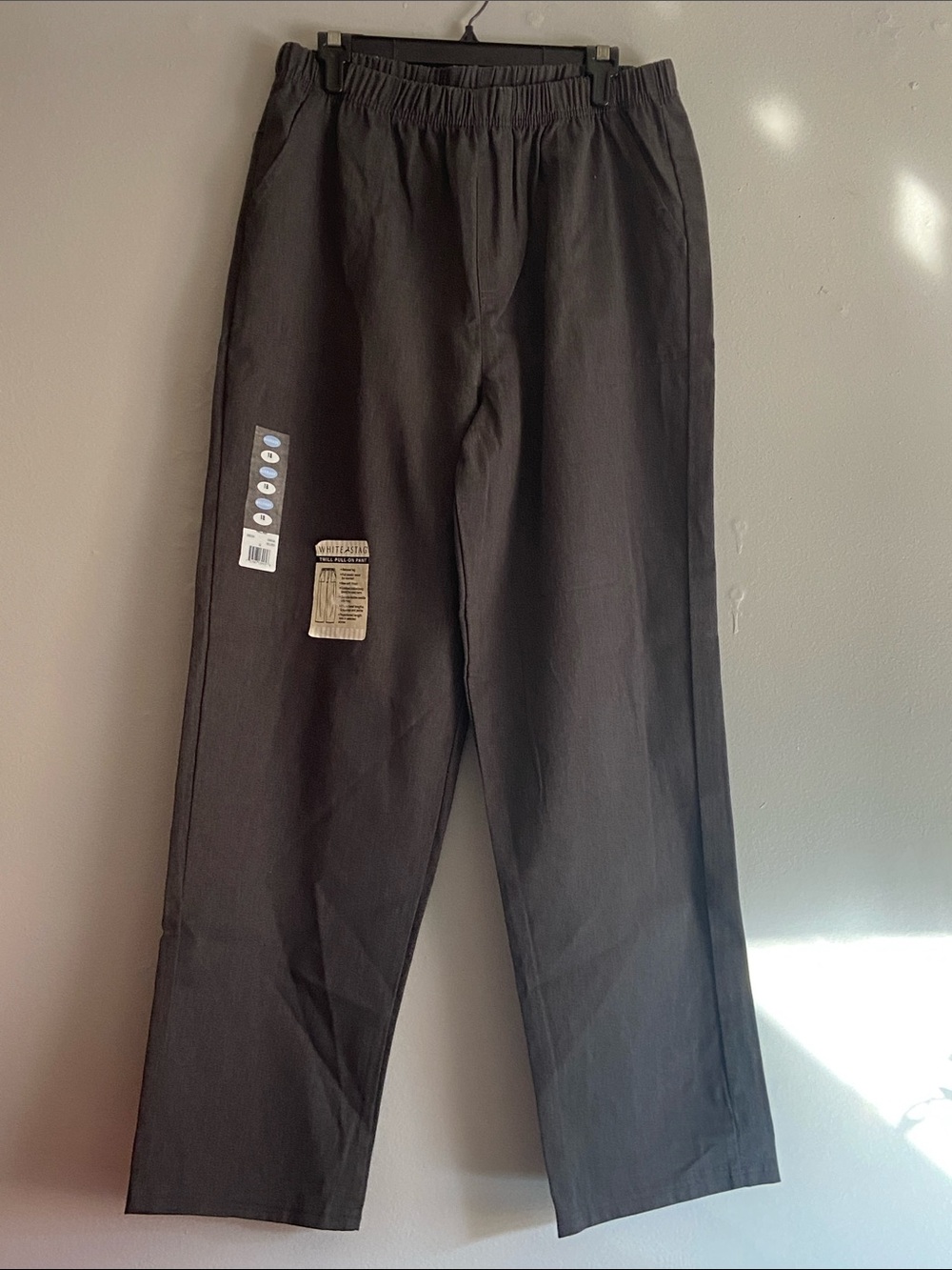 White Stag Women’s Gray Pants Elastic-Waist with Side Pockets Size 18